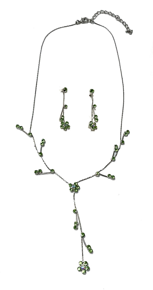Tiny Flower Necklace-Earring Set #66-23021GN
