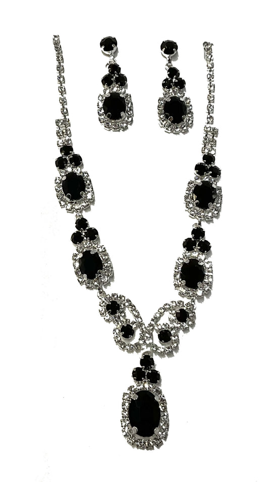 Rhinestone Necklace and Earring Set #12-14865BK