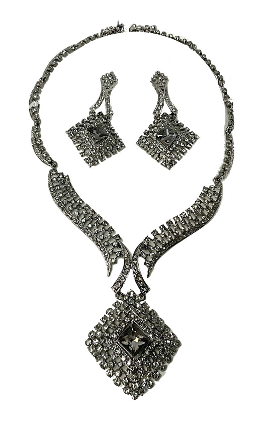 Diamond Necklace Earring Set #47-4359
