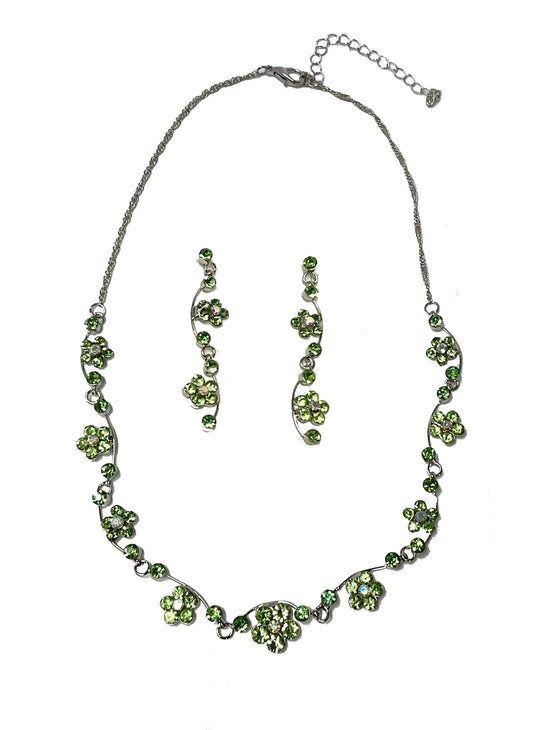 Flower Necklace-Earring Set #66-23163GN