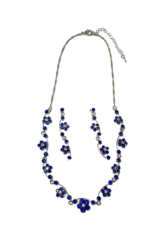 Flower Necklace-Earring Set #66-23163BL