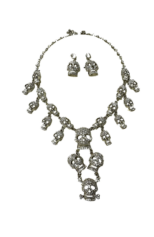 Skull Head Necklace and Earrings Set#60-14046S