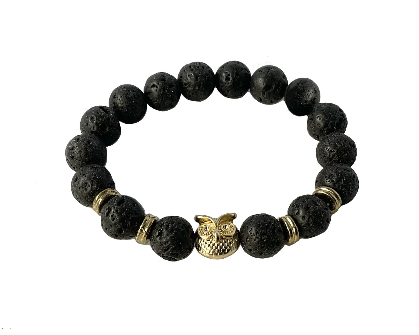 Natural Lava Rock Stone Stretch Bracelet #28-113551GD