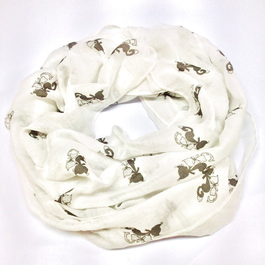 Twin Cats Oblong Scarf (White) #88-2912WH
