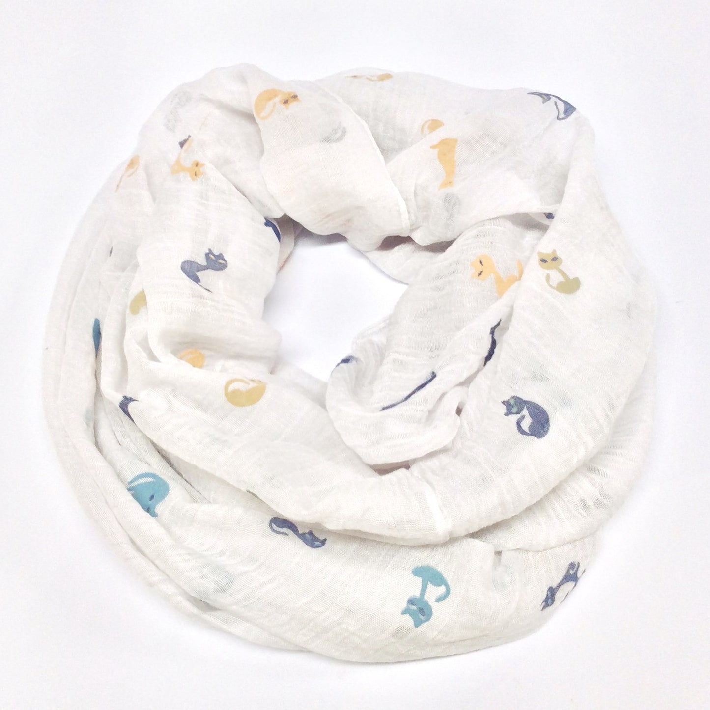 Cats Oblong Scarf (White) #88-2914WH