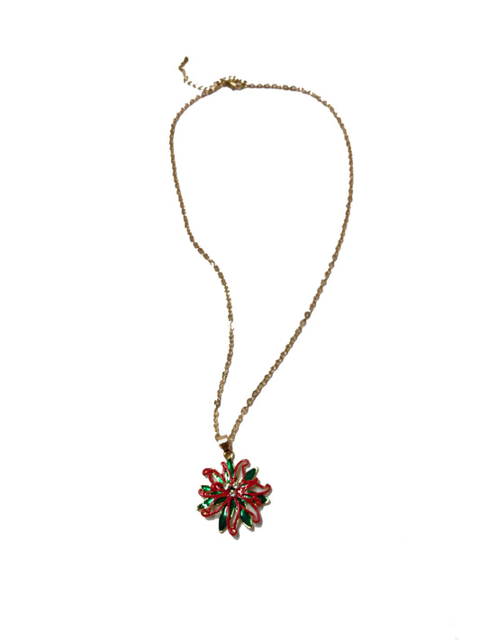 Christmas Poinsettia Necklace #38-914