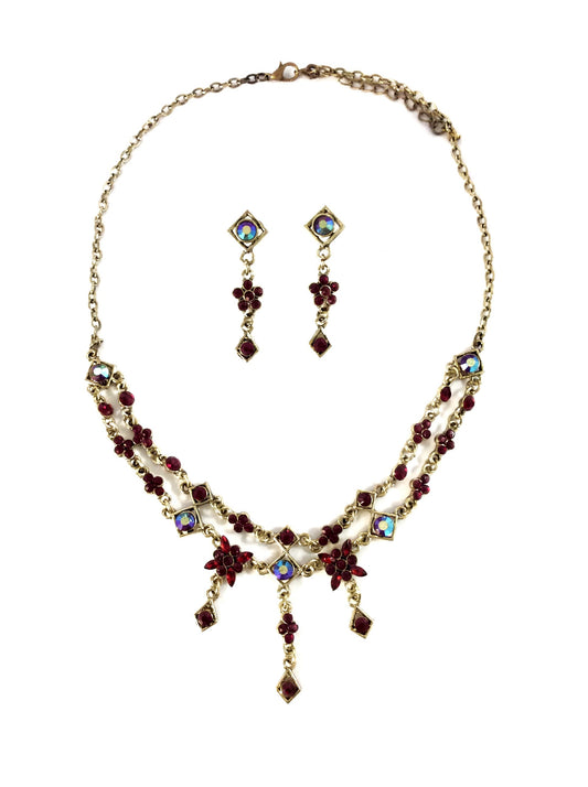 Flower Necklace Earring Set #28-11159