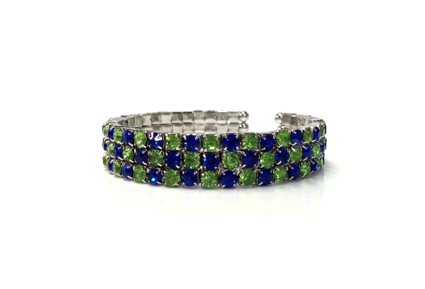 3-Row Open Bracelet Green/Blue (Small) #88-112079