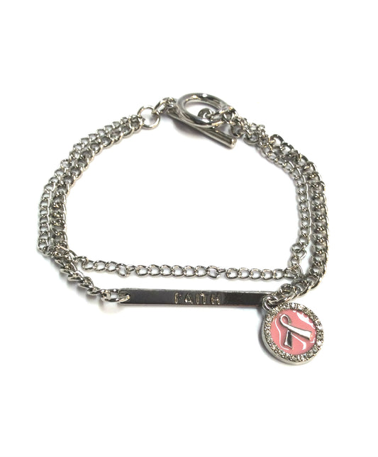 Breast Cancer Awareness Pink Faith Ribbon Bracelet #12-98648