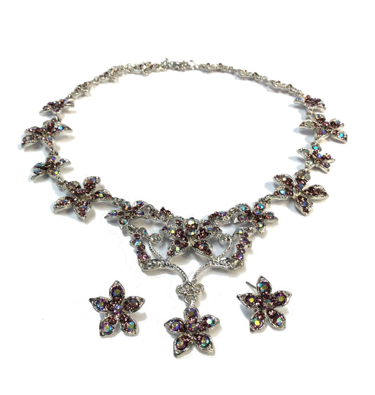 Flower Set Necklace and Earrings #89-3034PP