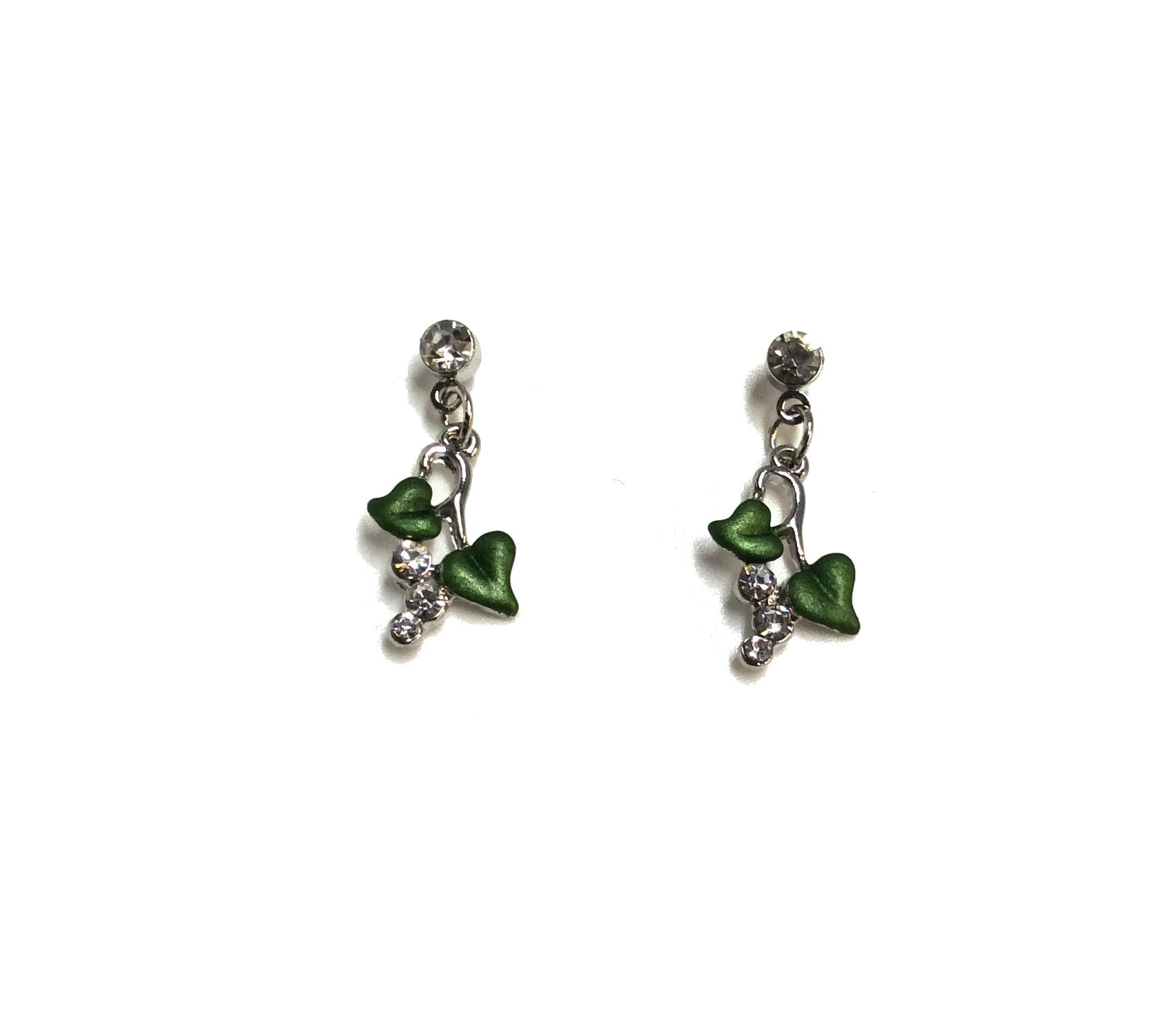 Tiny Green Leaf  Dangling Earrings#66-72009