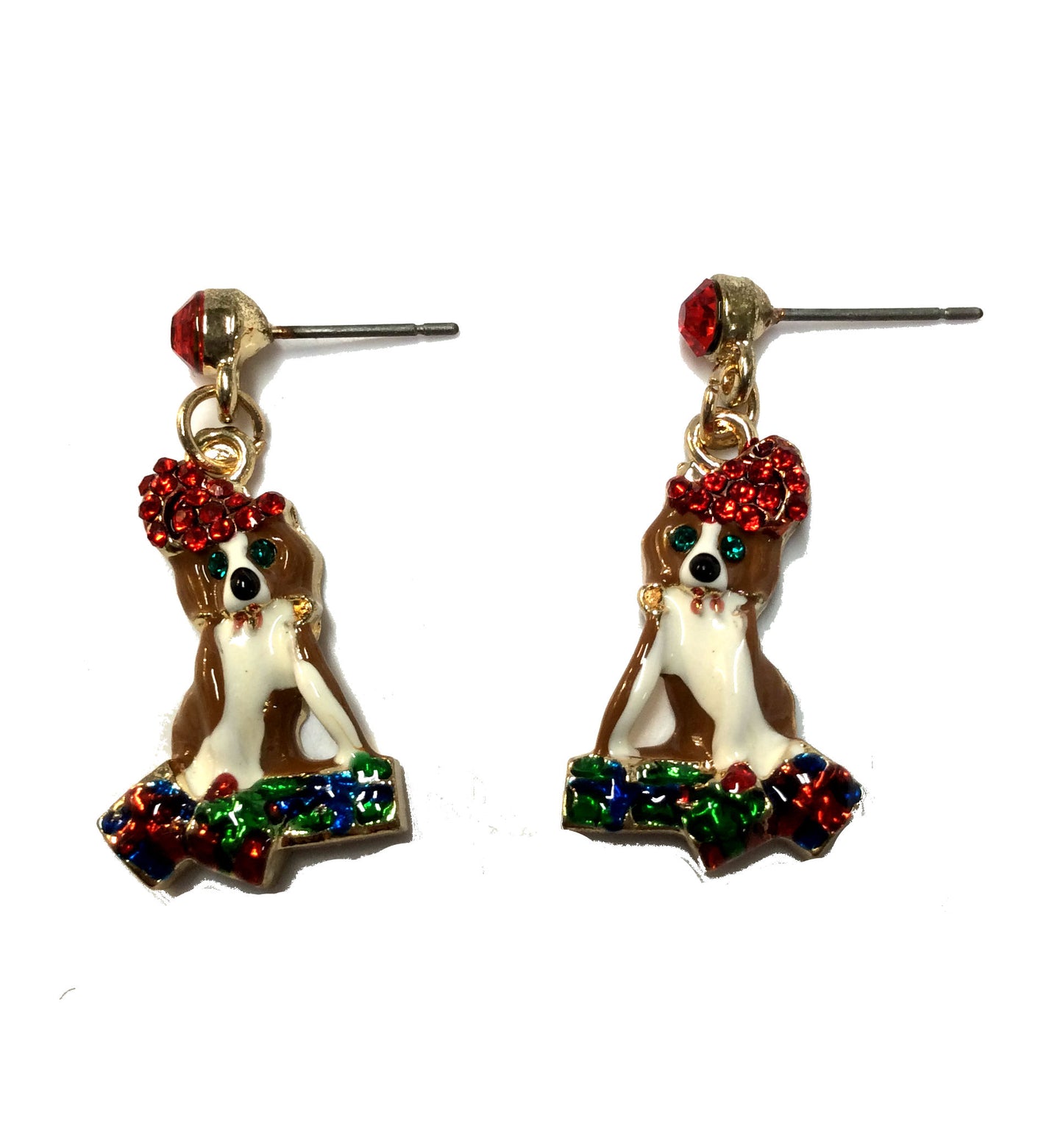 Christmas Santa Hat Dog Post Earring #19-1412551