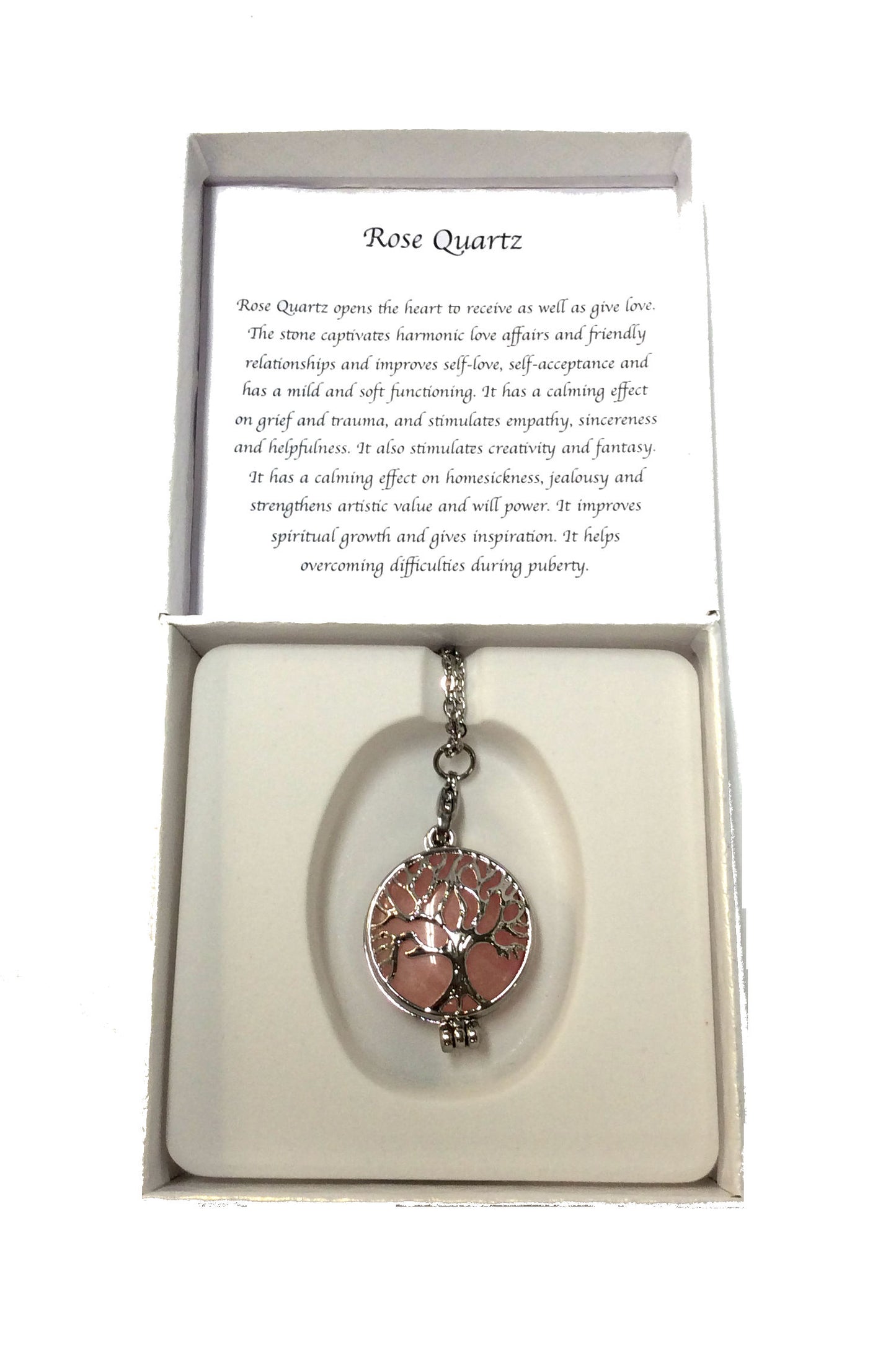 Tree of life Rose Quartz Stone Necklace #89-7210RO