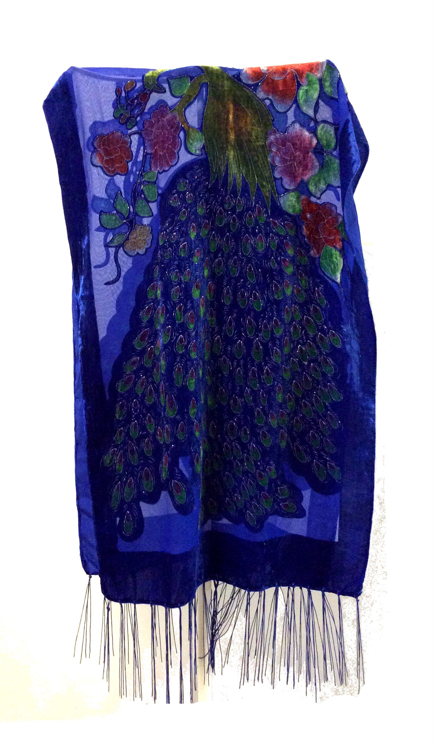 Peacock Velvet Scarf #89-12440BL