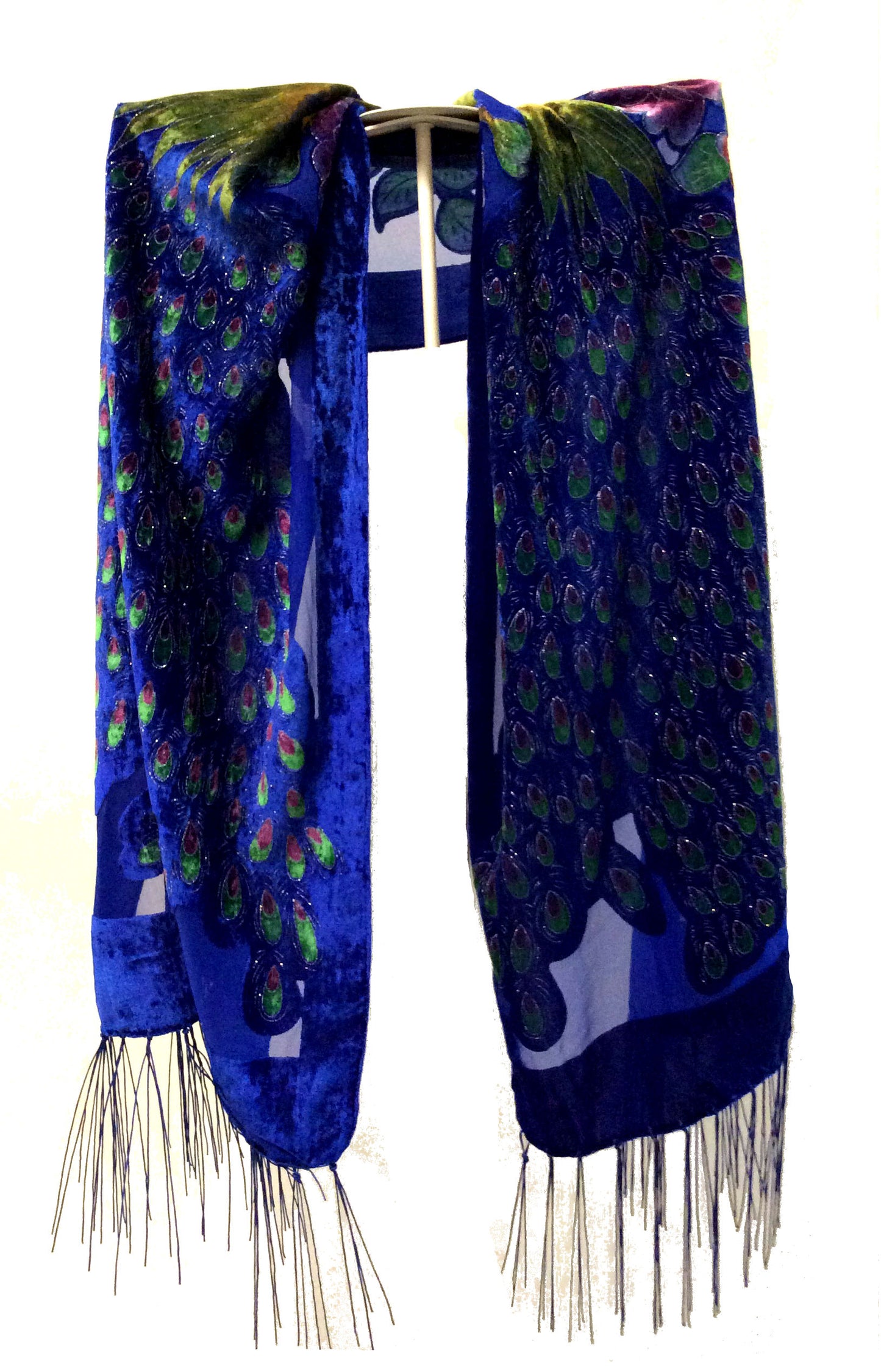 Peacock Velvet Scarf #89-12440BL