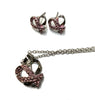 Pink Ribbon with Heart Necklaces Set#12-15059