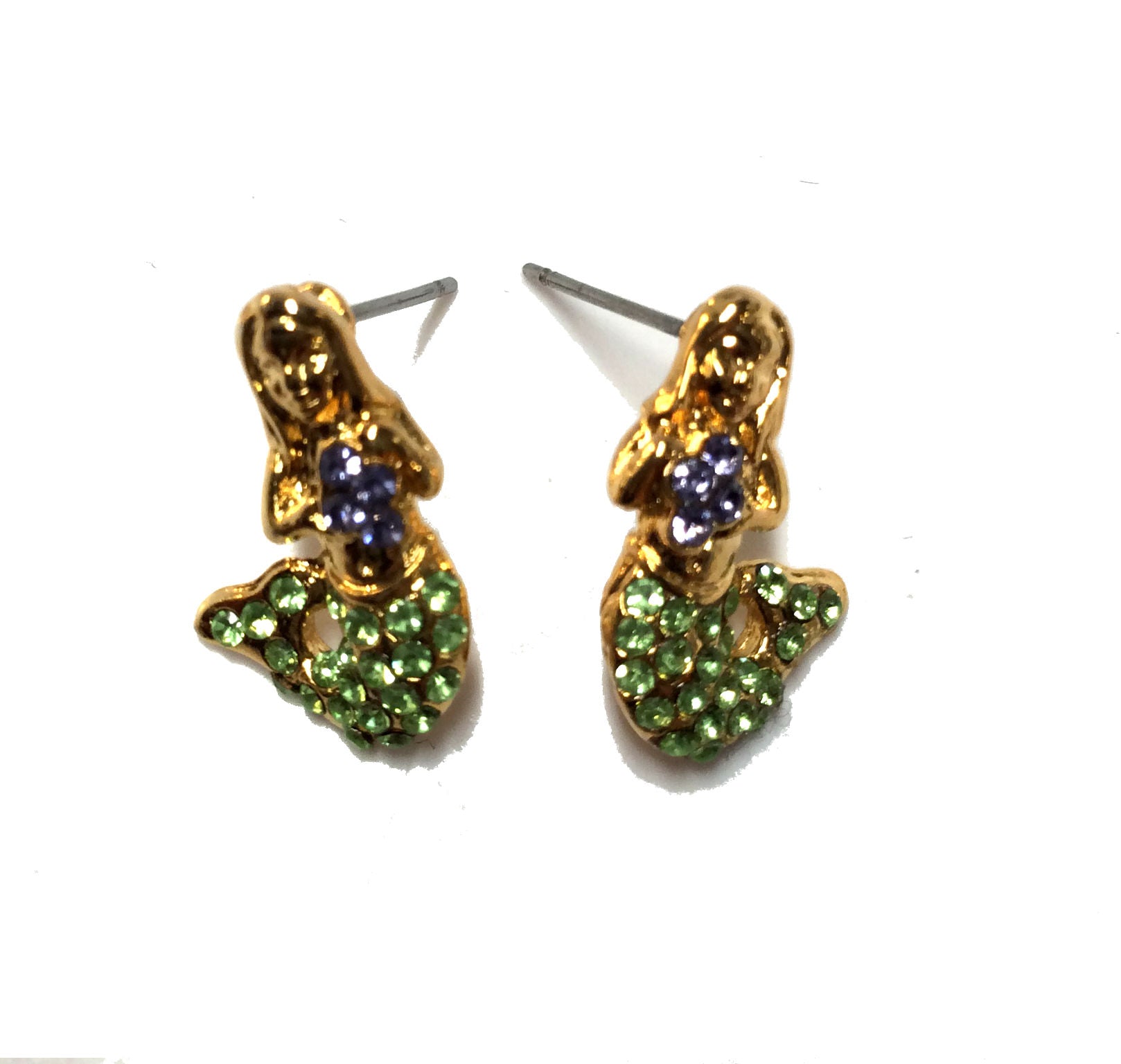 Mermaid Post Earrings #38-2970PE (Peridot Green)