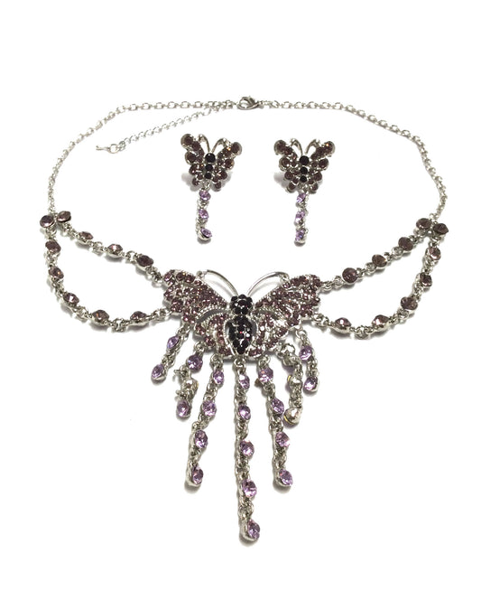 Butterfly Necklace and Earrings Set#28-11157PP