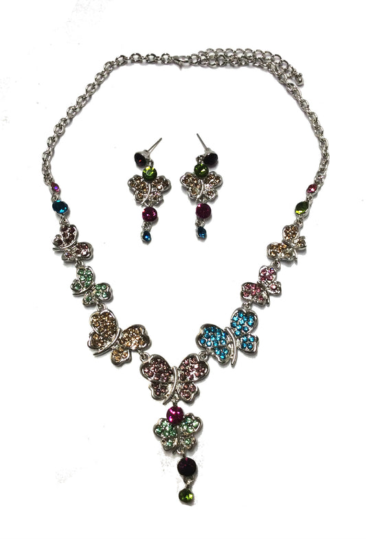 Butterfly Necklace and Earrings Set #66-23188MU