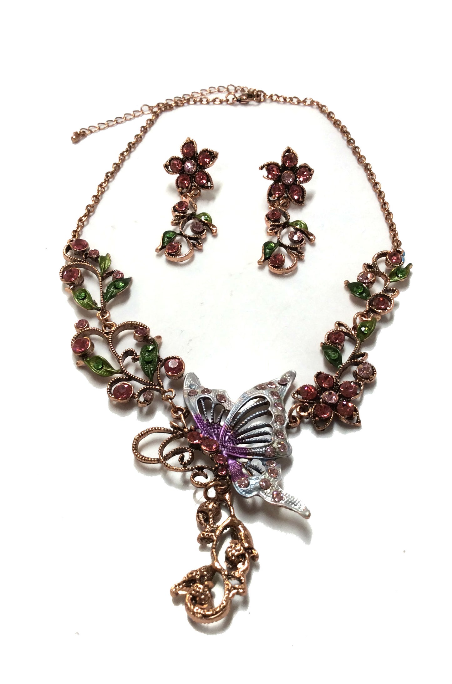 Butterfly Necklace/Earrings Set #28-11134PK