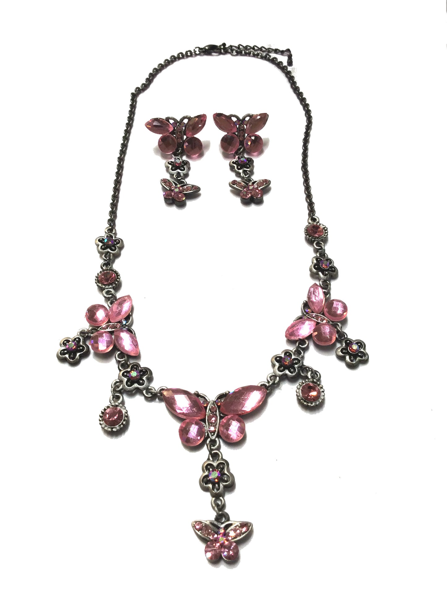 Butterfly Necklace Earring Set #68-96025 PINK