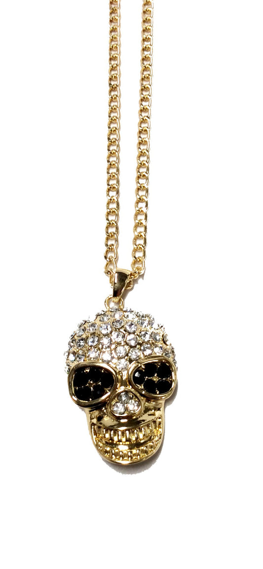 Halloween Skull Long Necklace #12-95103GD