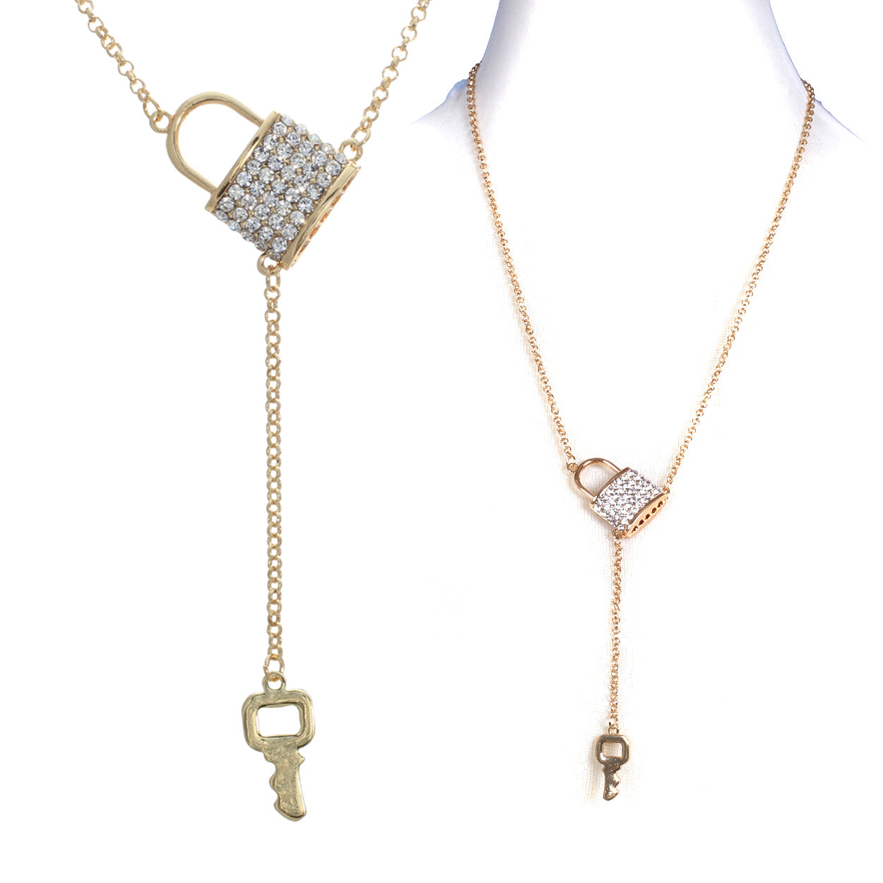Key and Lock Y Necklace #12-15117GD