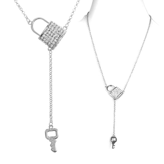 Key and Lock Y Necklace #12-15117SL