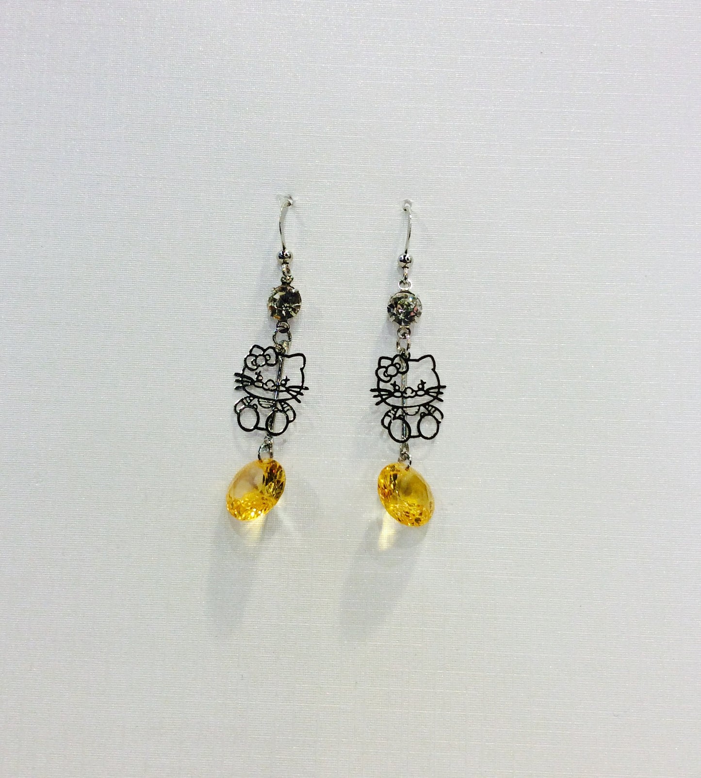 Kitty and Crystal Dangling Earrings #66-96004