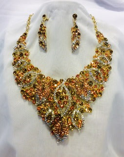 Leaf Necklace/Earring Set (CHAMPAGNE) #66-23183CP