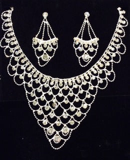 Net Style Necklace and Earrings Set#66-14059