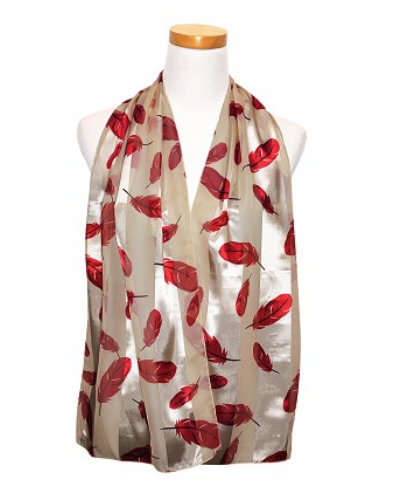 Feather Satin Scarf #ON-2008WI (Wine)