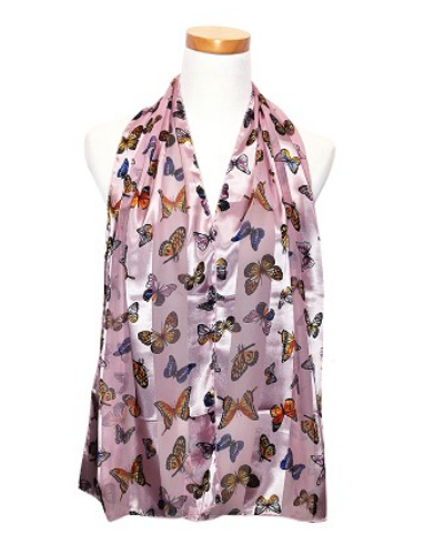 Butterflies Satin Scarf #ON-2014PI (Pink)