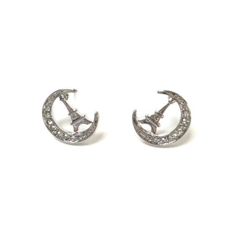 Paris Eiffel Tower Moon Earrings #27-304