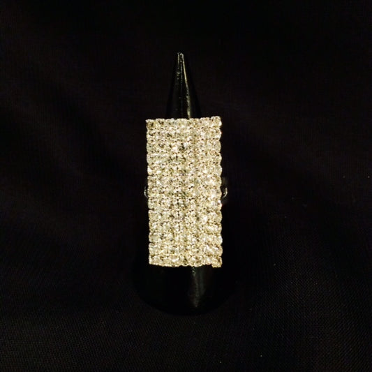 Rectangle Rhinestone Ring#66-14051CL
