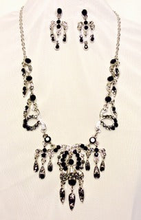 Rhinestone Necklace and Earrings Set #66-23092