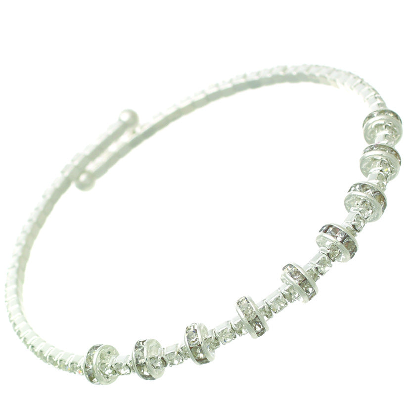 Rondelle Rhinestone Wire Bracelet #12-82365SL