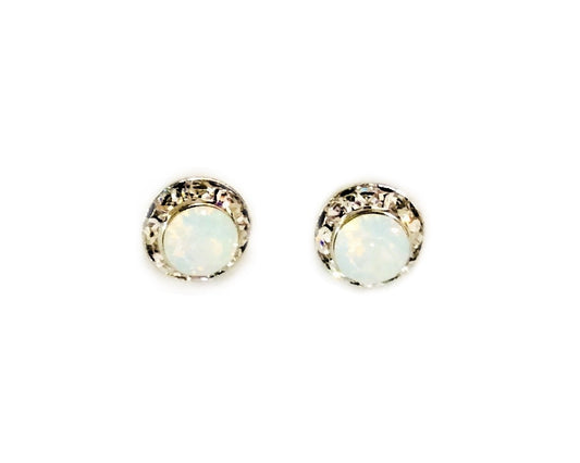 SMALL Round CRYSTAL STONES EARRING #12-40003EWH