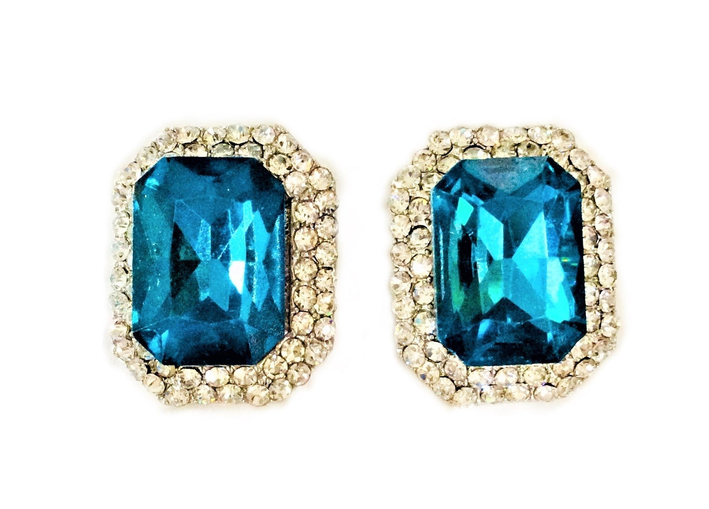 SQUARE CRYSTAL STONES EARRING #12-21843BLZ