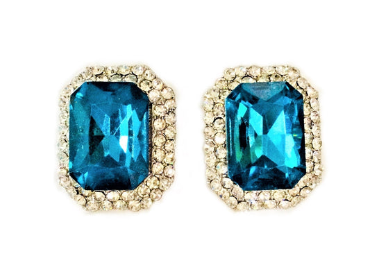 SQUARE CRYSTAL STONES EARRING #12-21843BLZ