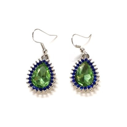 Tear Drop Earrings (Green/Blue) #88-12042