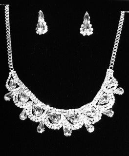 Teardrop Necklace-Earring Set #12-14415CL (Clear)