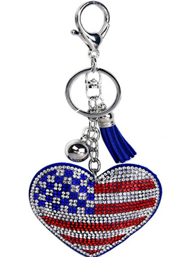 US Flag Heart Tassel Keychain #12-31201